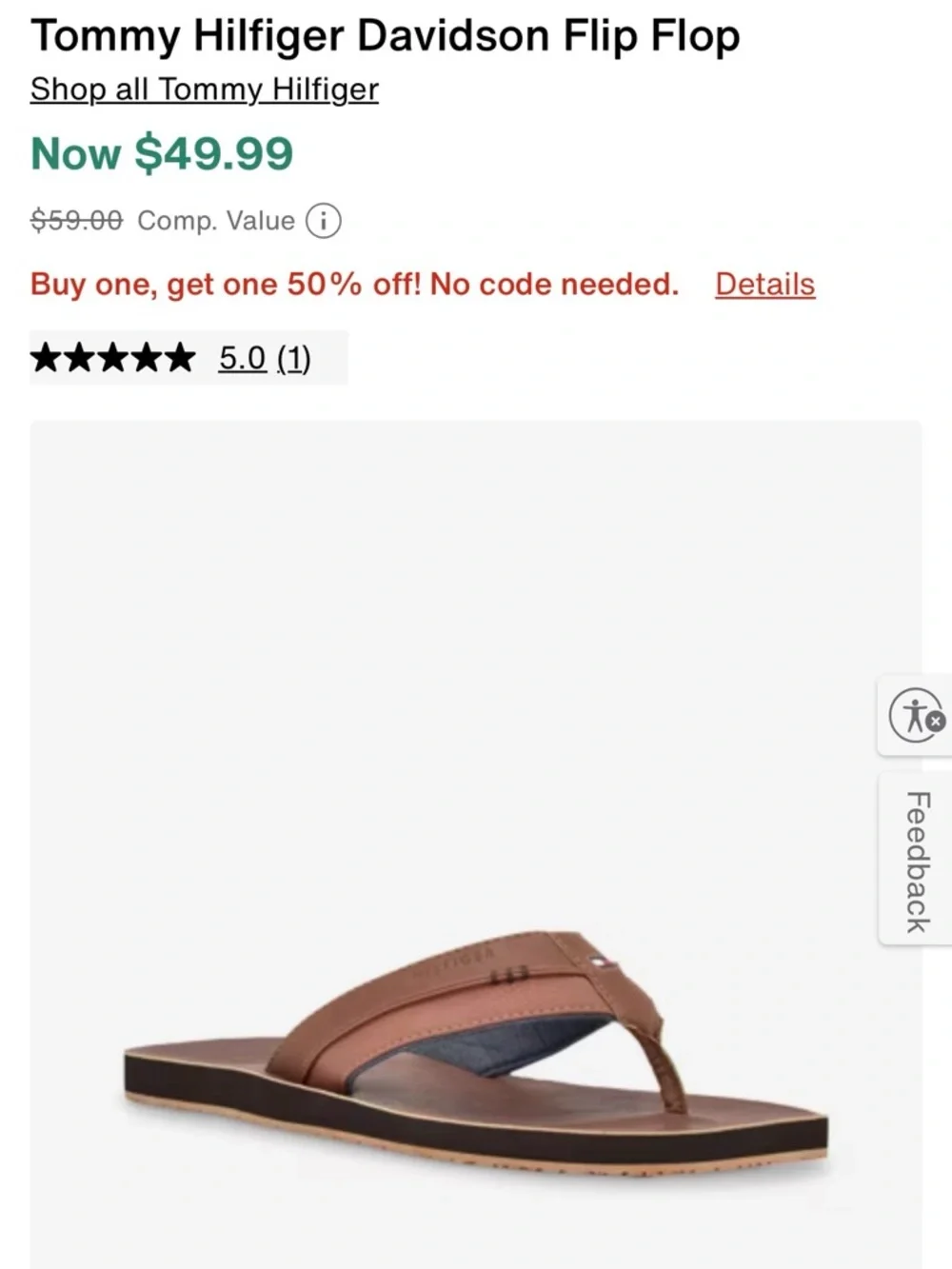Tommy Hilfiger Brown Davidson Flip Flops Men’s Size 12